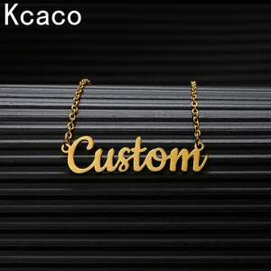 Kcaco Customized Stainless Steel Name Necklace Personalized Gold Plated Letter Pendant Unique Choker Nameplate for Women Gift