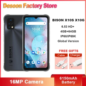 UMIDIGI BISON X10S X10G 6.53" HD+ Rugged Smartphone 6150mAh Battery 4GB+64GB IP68/IP69K Waterproof Global Version Cellphone