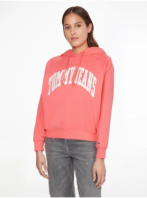 Tommy Jeans Mikina - TJW RLXD COLLEGE 1 HOODIE ružová