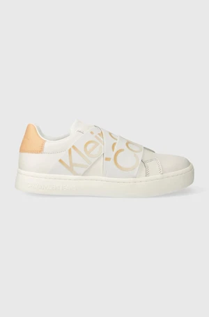 Kožené sneakers boty Calvin Klein Jeans CLASSIC CUPSOLE ELAST LTH bílá barva, YW0YW01443