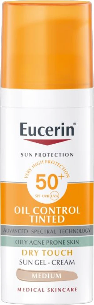 Eucerin Ochranný tónovací a matující gelový krém na obličej SPF 50+ Sun (Oil Control Tinted Sun Gel-Cream) 50 ml Medium