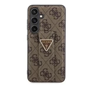 Zadní kryt Guess PU Grip Stand 4G Strass Triangle Metal Logo pro Samsung Galaxy S24, brown