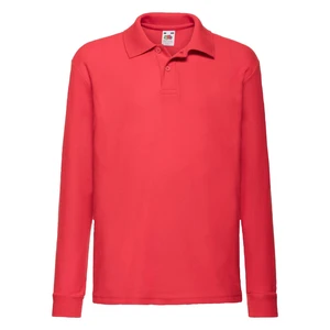 Red Long Sleeve Polo Shirt Fruit of the Loom