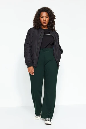 Trendyol Curve Dark Green Thick High Waist Sweatpants