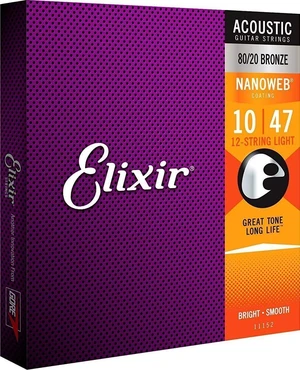 Elixir 11152 Nanoweb 12 10-47 Corde Chitarra Acustica