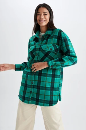 DEFACTO A-Cut Checkered Flannel Long Sleeve Shirt Tunic