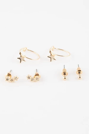 DEFACTO Woman's 3-Piece Gold Earrings