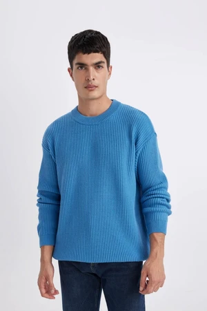 DEFACTO Oversize Fit Wide Pattern Crew Neck Knitwear Sweater