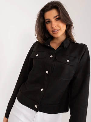 Black Thin Transitional Jacket With Pockets