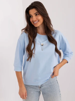 Light Blue Oversize Women's Casual Blouse