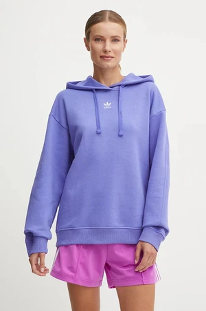 Mikina adidas Originals dámska, fialová farba, s kapucňou, jednofarebná, IY9618