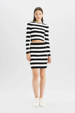 DEFACTO Cool Slim Fit Striped Knit Skirt