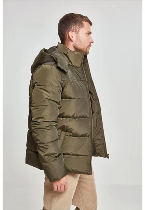 Puffer hooded jacket dark olive