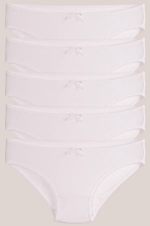 armonika Women's White Cotton Lycra Bikini Panties 5 Pack