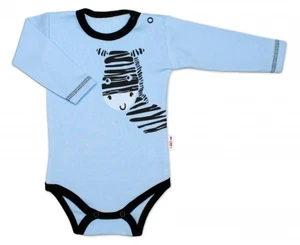 Baby Nellys Body dlouhý rukáv, modré, Zebra, vel. 86 (12-18m)