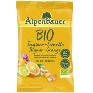 ALPENBAUER Přírodní bonbóny zázvor pomeranč  limetka BIO 90 g