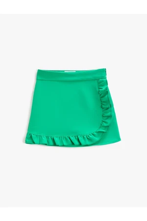 Koton Mini Skirt With Frills, Double Breasted, Zipper Closure