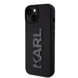 Zadní kryt Karl Lagerfeld 3D Rubber Glitter Logo Karl pro Apple iPhone 15, černá