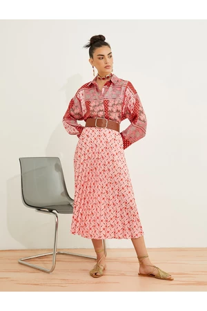 Koton Pleated Midi Length Floral Skirt