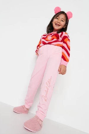 Trendyol dívčí růžové potištěné pletené tepláky