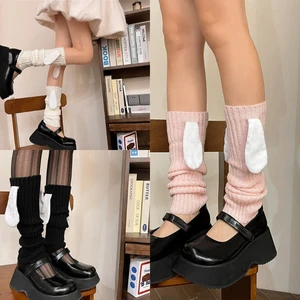 Rabbit Ears Knit Long Socks Winter Y2K Leg Warmers Harajuku Boot Socks 449B