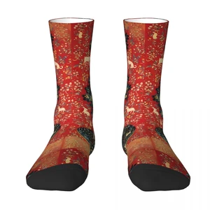 Red Green Floral Tapestry Sock Socks Men Women Polyester Stockings Customizable Sweetshirt