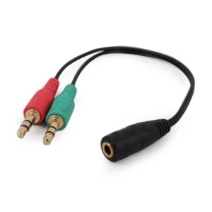 Kabel CABLEXPERT CCA-418 rozdvojka jack 3,5mm (4 pólový) na 2x3,5mm F/M, 20cm, černý