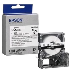 Epson LK-4WBA5 C53S654904 6mm x 9m, čierna tlač / biely podklad, originálna zmršťovacia bužírka