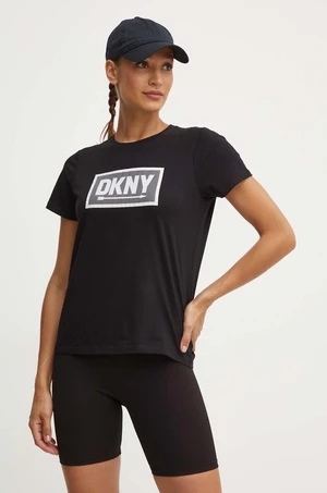 Bavlnené tričko Dkny dámske, čierna farba, DP4T9724