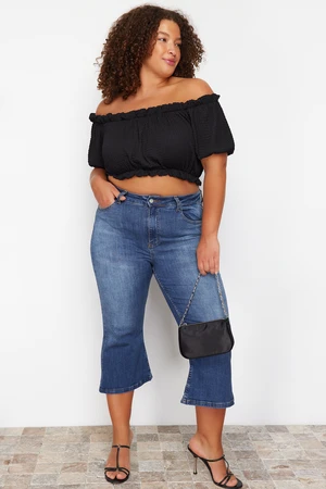 Trendyol Curve Blue Short Length Flare Denim Jeans