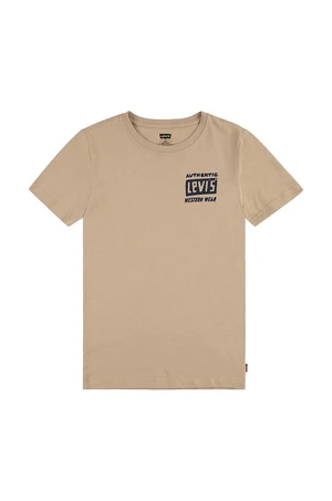 Dětské bavlněné tričko Levi's CACTUS OUT WEST TEE béžová barva, s potiskem, 8EL458