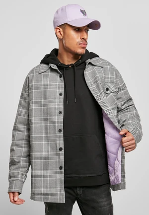 Plaid quilted shirt jacket black/white