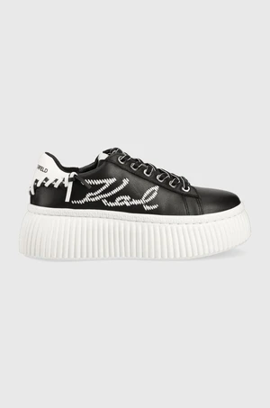 Kožené sneakers boty Karl Lagerfeld KREEPER LO černá barva, KL42372