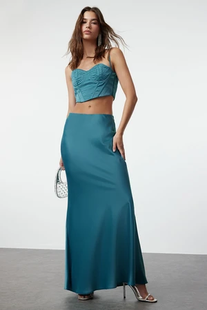 Trendyol Oil Weave Satin Long Skirt