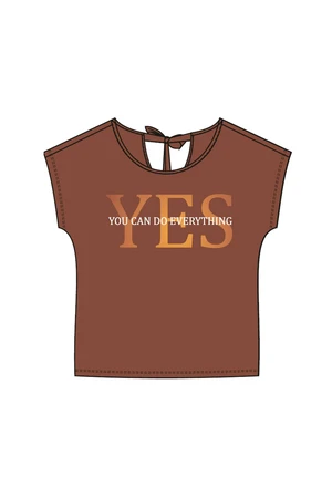 WOMEN'S T-SHIRT L-TS-4015 BROWN