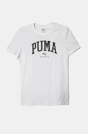 Dětské bavlněné tričko Puma SQUAD Tee bílá barva, s potiskem, 681779