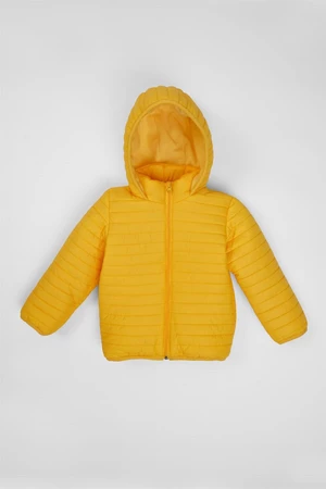 zepkids Chlapecký žlutý fleecový kabát s kapucí.