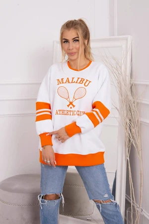 Malibu insulated sweatshirt white + orange