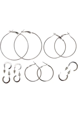 Basic hoop earrings 6-pack - silver color