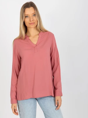 Dusty pink smooth blouse with neckline SUBLEVEL