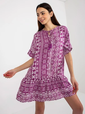 Purple boho dress with viscose patterns SUBLEVEL