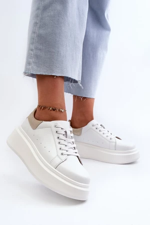 D&A Women's Platform Sneakers White