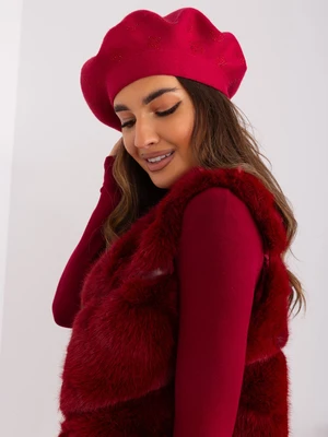 Burgundy knitted beret