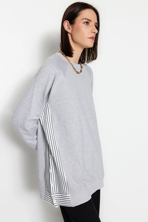 Trendyol Grey Oversize Woven Piece Knitted Tunic