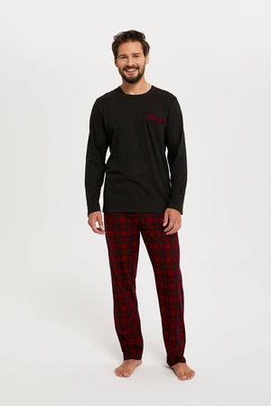 Men's pyjamas Zeman long sleeves, long legs - black/print