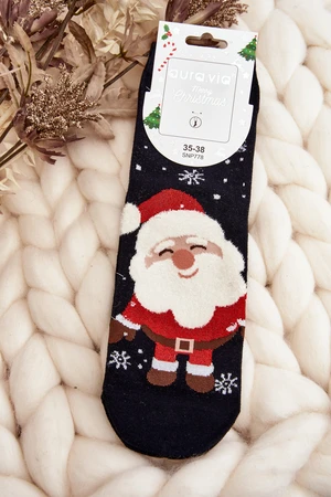 Women's Christmas socks with Santa Claus, black