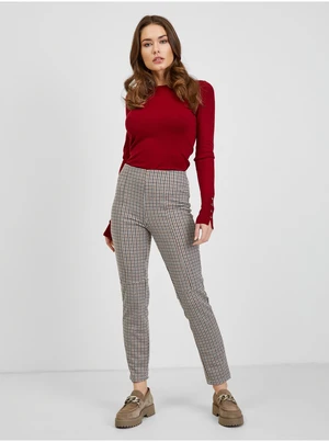 Beige ladies plaid trousers ORSAY - Ladies