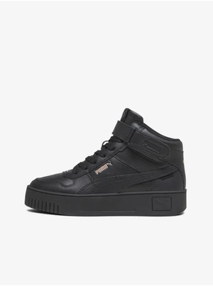 Black Women's Leather Ankle Sneakers Puma Carina Street Mid - Women's