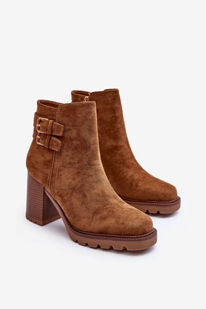 Brown Makeline High Heeled Suede Boots