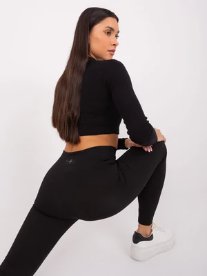 Black basic striped sports leggings